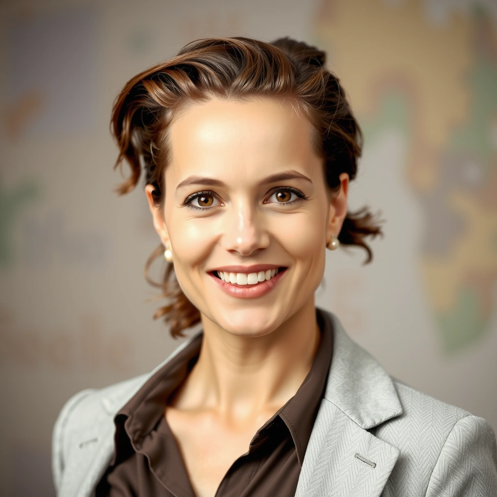 Professional portrait of Dr. Anna Müller, a friendly nutritionist, with warm lighting and a natural background.